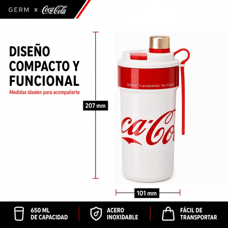 VASO TE RMICO MUG GERM COCA-COLA ACERO INOXIDABLE 650ML WHITE - 4