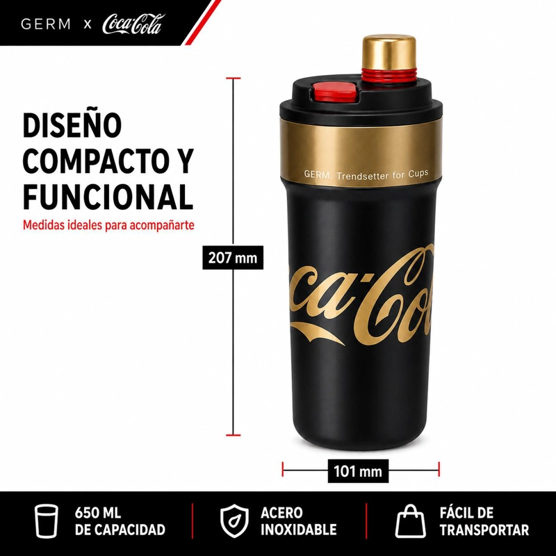 VASO TE RMICO MUG GERM COCA-COLA ACERO INOXIDABLE 650ML BLACK - 8