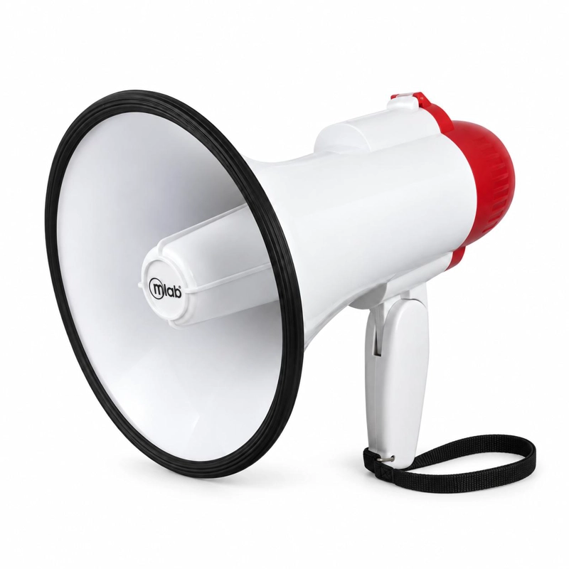 MEGAFONO AMPLIFICADOR DE VOZ RECARGABLE USB 20W CON SIRENA - 2