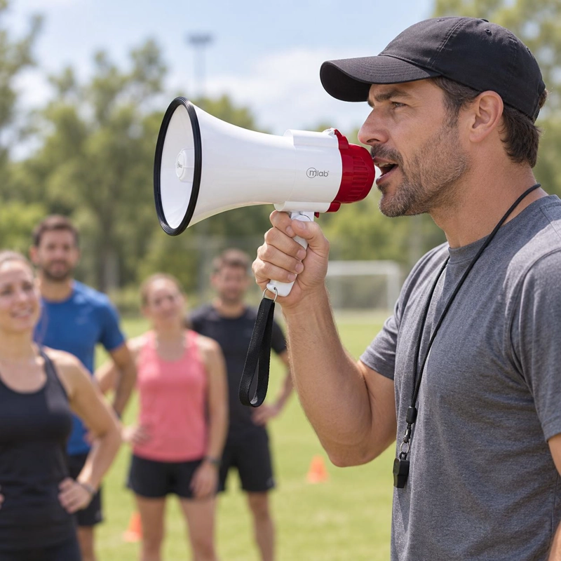 MEGAFONO AMPLIFICADOR DE VOZ RECARGABLE USB 20W CON SIRENA - 4