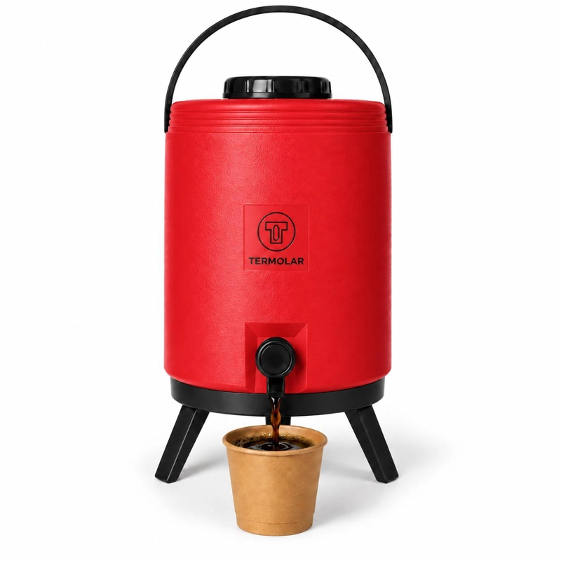 MAXI TERMO TERMOLAR 12 LITROS ROJO CON LLAVE Y ASA - 1