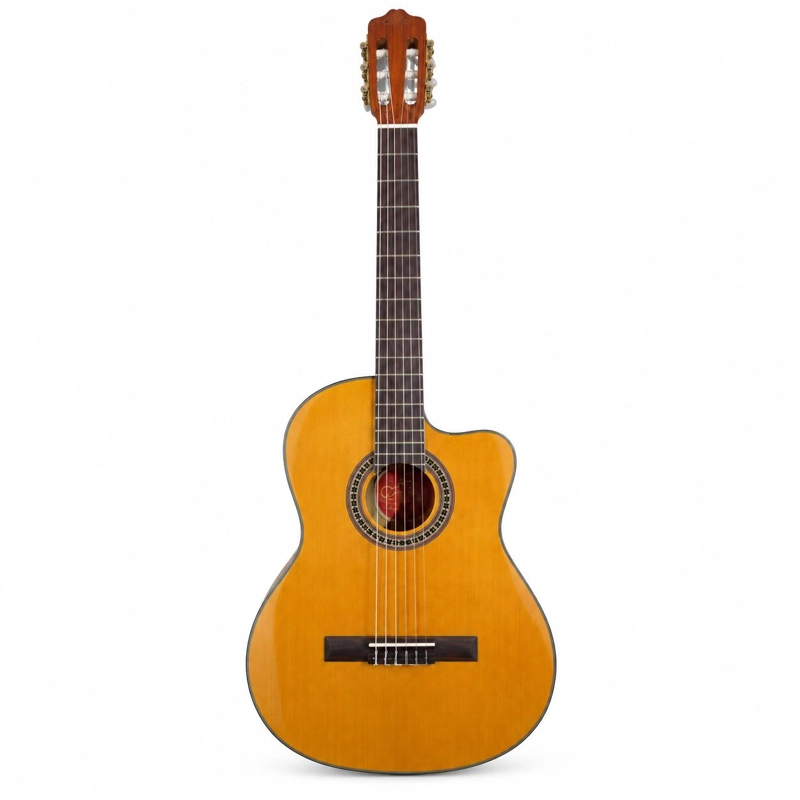 GUITARRA ELECTROACUSTICA SEVILLANA CUTAWAY ULTRA DELGADA NATURAL CON ECUALIZADOR Y FUNDA - 2