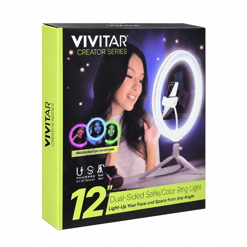 ARO DE LUZ MULTICOLOR RGB 12' CON SOPORTE PARA SMARTPHONE - 9
