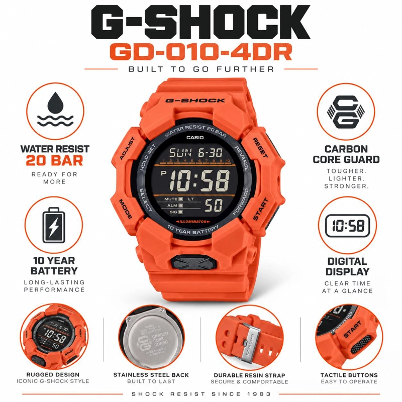 RELOJ DEPORTIVO G-SHOCK GD-010-4DR - 5