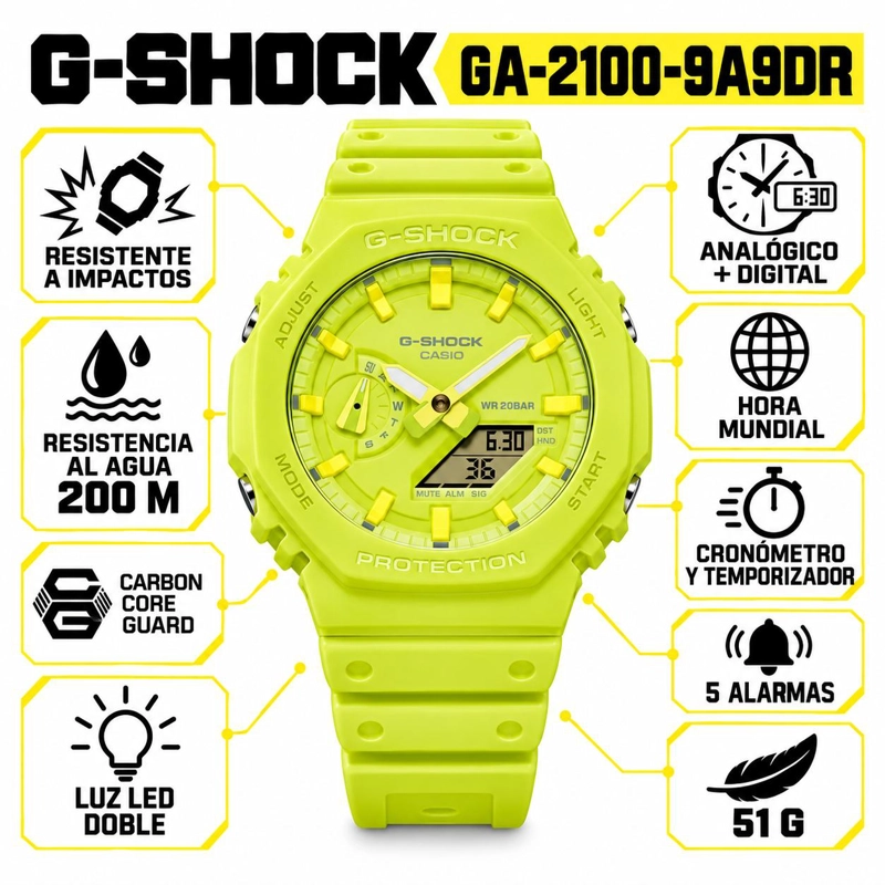 RELOJ DEPORTIVO G-SHOCK GA-2100-9A9DR - 7