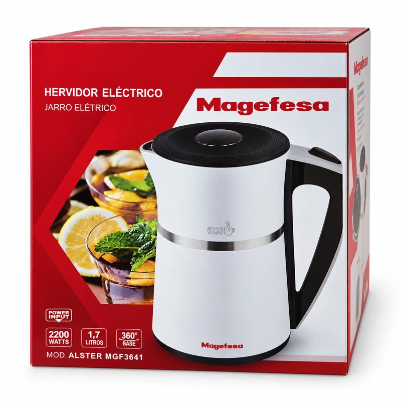 HERVIDOR ELE CTRICO 1.7L INOX 2200W BASE 360° BLANCO - 2