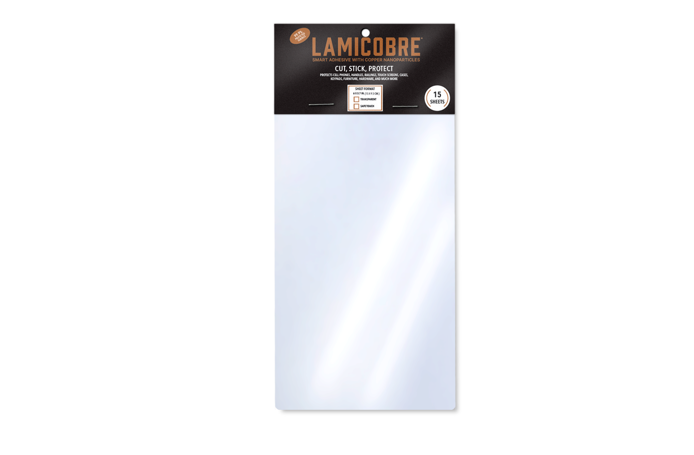 PACKS DE 15 LÁMINAS ADHESIVA CON NANOPARTÍCULAS DE COBRE DISEÑO TRANSPARENTE (15 CM X 9,5 CM) - 1