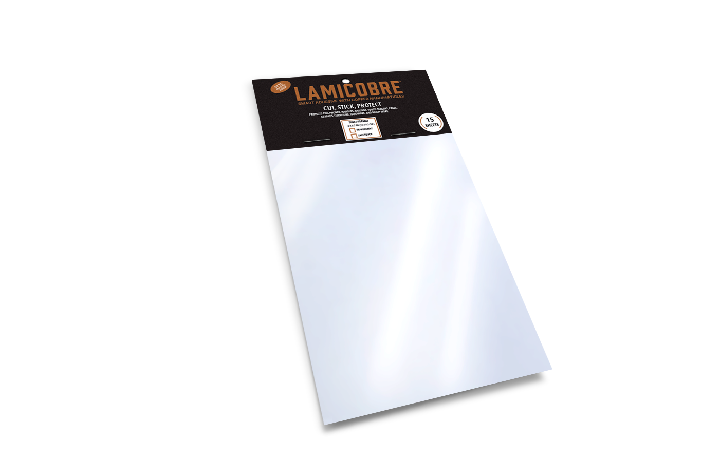 PACKS DE 15 LÁMINAS ADHESIVA CON NANOPARTÍCULAS DE COBRE DISEÑO TRANSPARENTE (15 CM X 9,5 CM) - 2