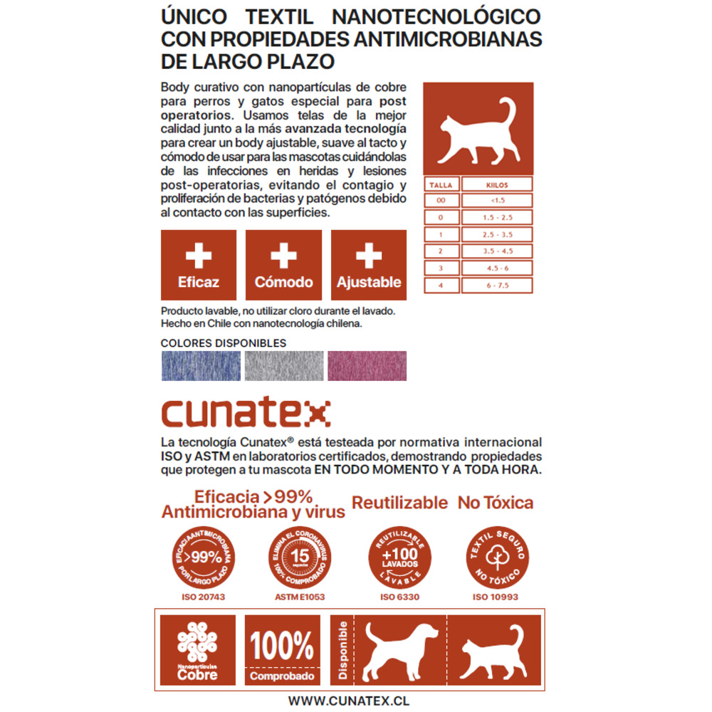 ROPA BODY GATOS COBRE CUNATEX AZUL TALLA 1 2.5 3.5 KG - 3