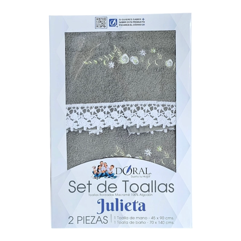 SET TOALLA DE BAÑO + MANO BORDADA JULIETA - 1