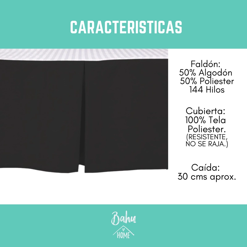 FALDON DE CAMA LISO 2 PLAZAS 144 HILOS - 3