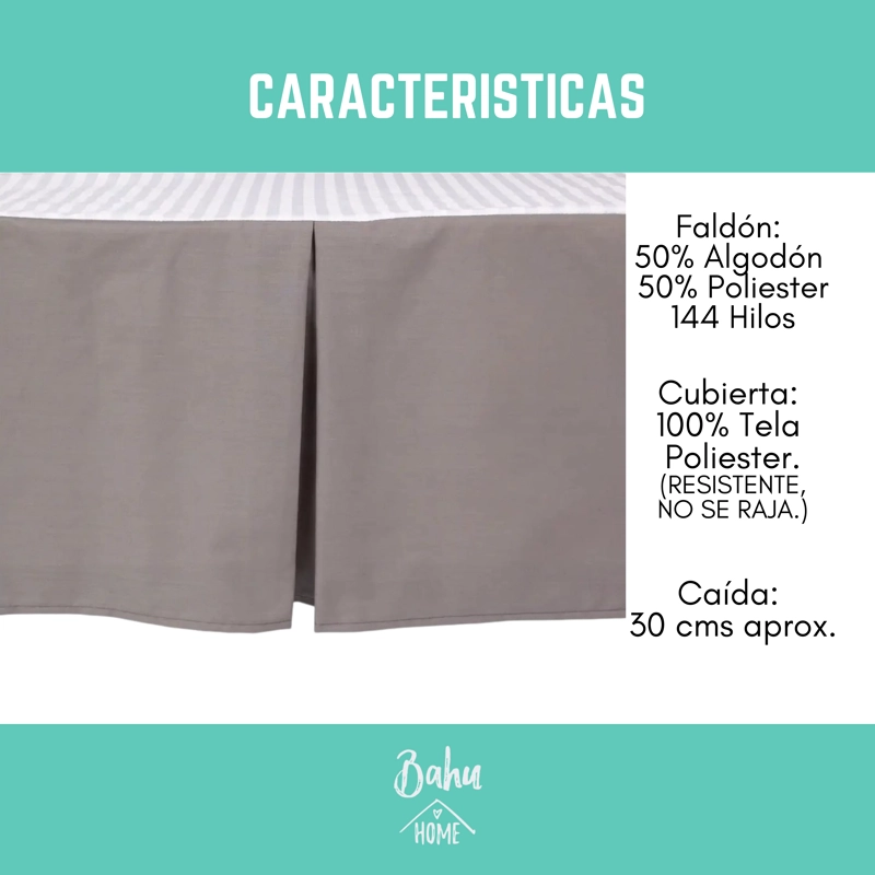 FALDON DE CAMA LISO 1 PLAZA 144 HILOS - 3