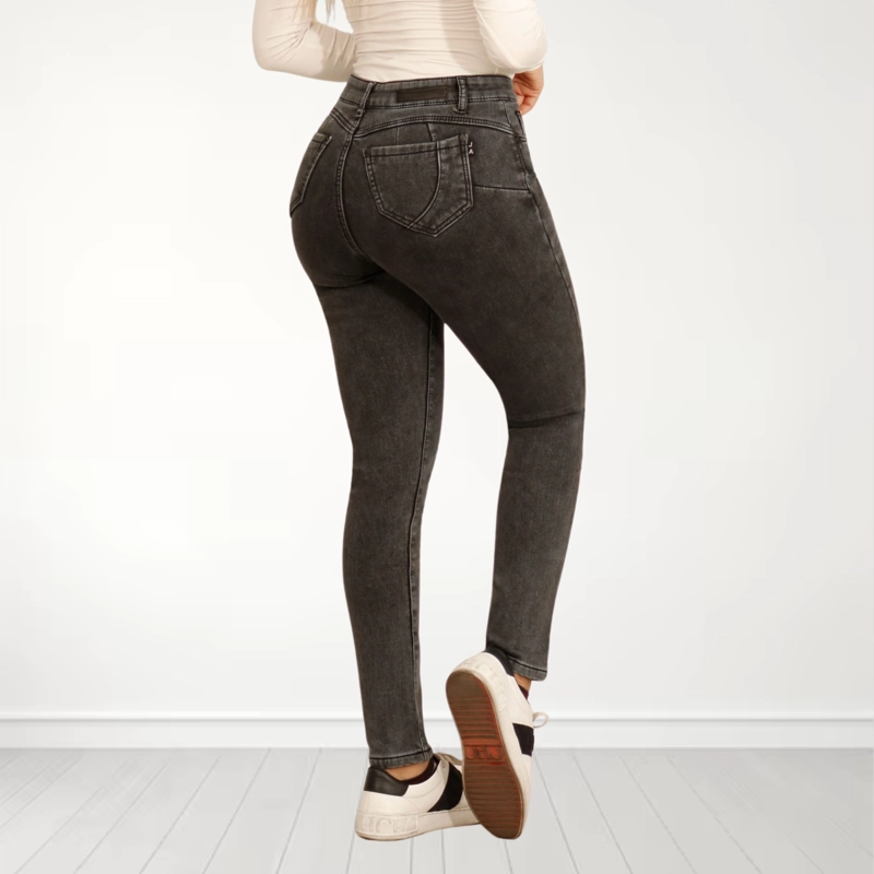 JEANS SKINNY GRIS CON POLAR PUSH UP ELASTICADO - 2