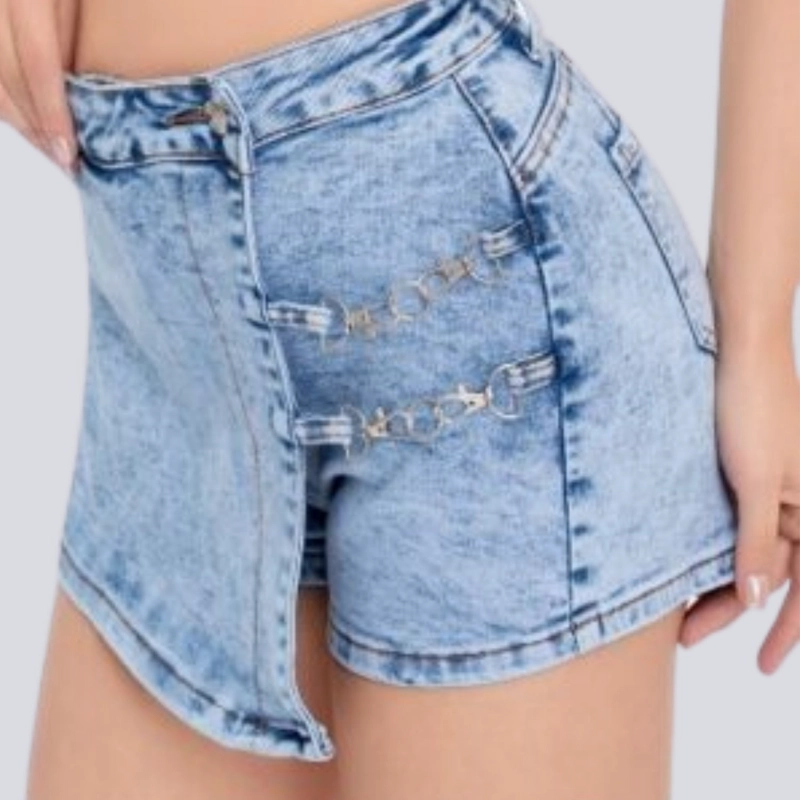 FALDA SHORT JEANS CELESTE PUSH UP ELASTICADA - 3