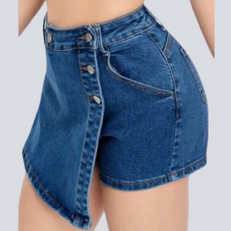 FALDA SHORT JEANS AZUL PUSH UP ELASTICADA - 3