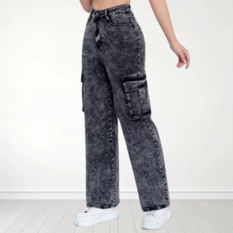 JEANS CARGO GRIS NEVADO PUSH UP ELASTICADO - 3