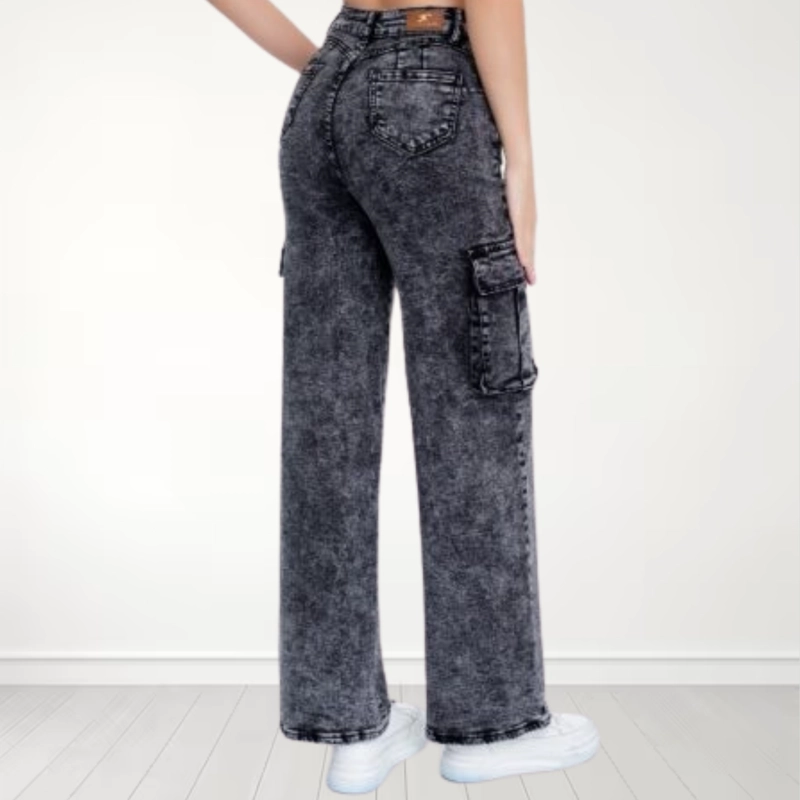 JEANS CARGO GRIS NEVADO PUSH UP ELASTICADO - 4