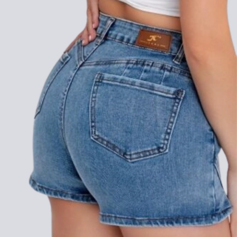 FALDA SHORT JEANS AZUL PUSH UP ELASTICADA - 4