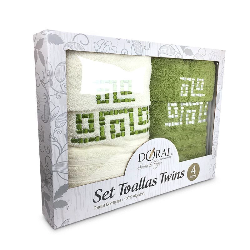 SET 2 TOALLAS DE MANO + 2 TOALLAS DE BAÑO TWINS CON CAJA - 2