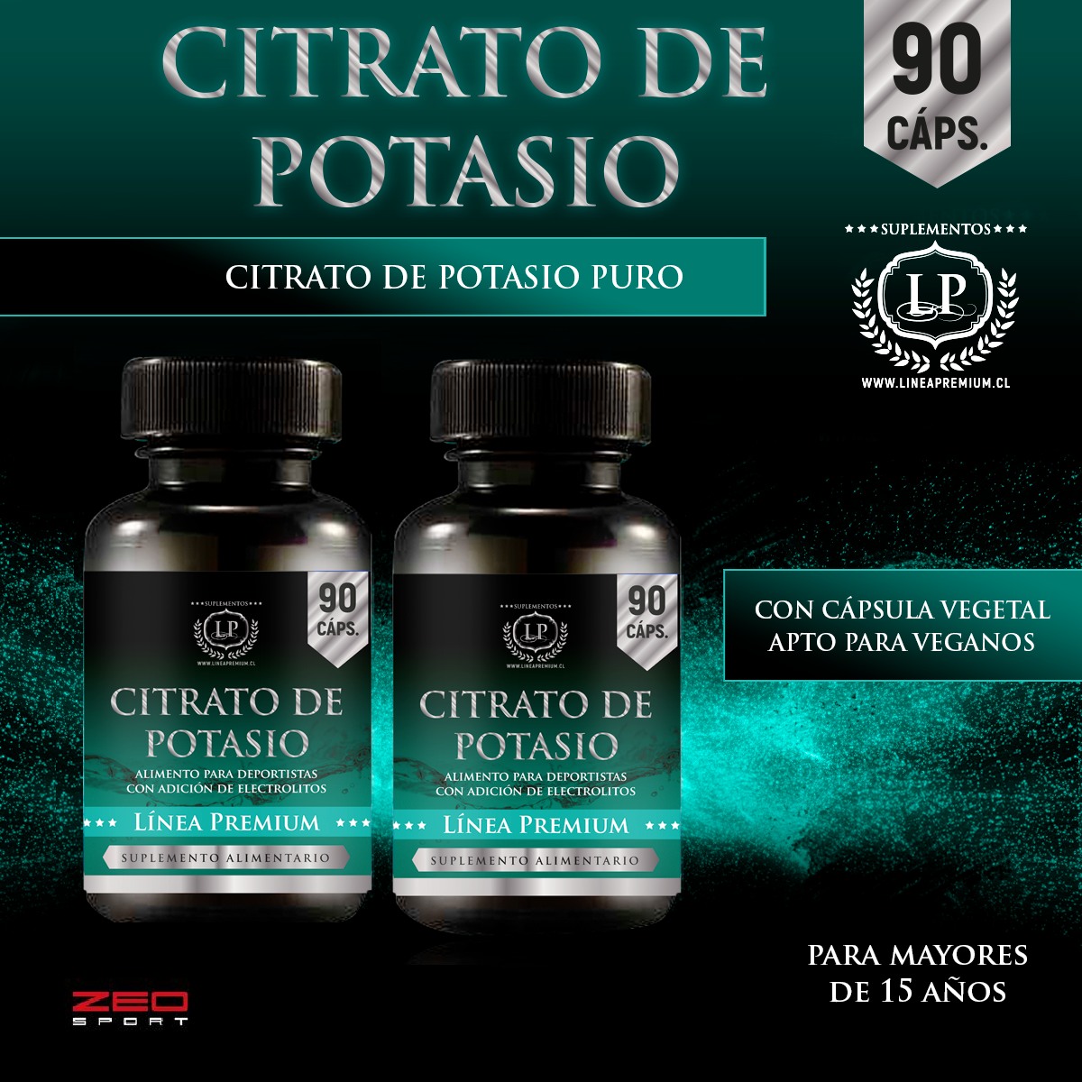 PACK 2 LÍNEA PREMIUM CITRATO DE POTASIO PURO 2X90 CAPS - 1