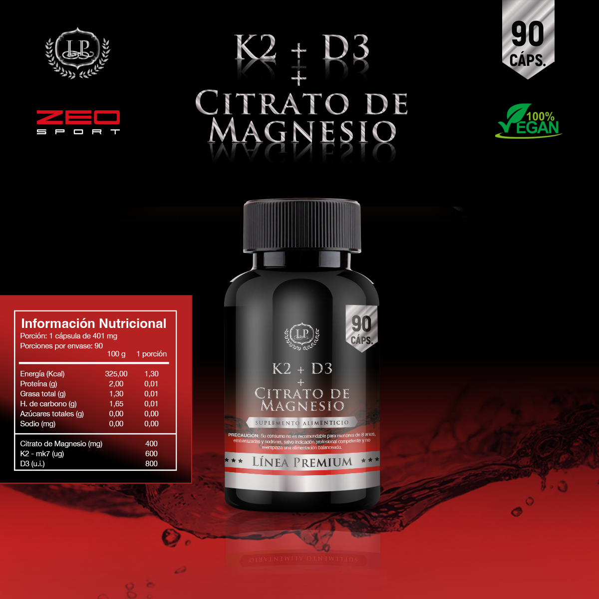 CITRATO DE MAGNESIO LÍNEA PREMIUM D3 + K2 + X90CAPS - 1