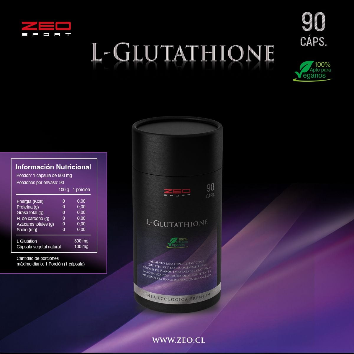 SUPLEMENTO ALIMENTICIO LÍNEA PREMIUM L GLUTATHIONE 90 CAPSULAS PREMIUM - 1