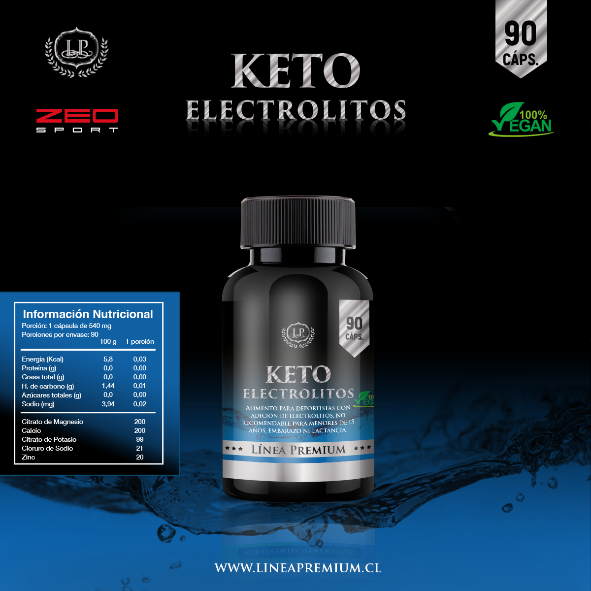 SUPLEMENTO ALIMENTICIO LÍNEA PREMIUM KETO ELECTROLITOS 90 CAPS - 1