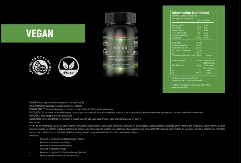 VEGAN ( HIERRO-ZINC-B12 Y D3) X 60 C. - 1