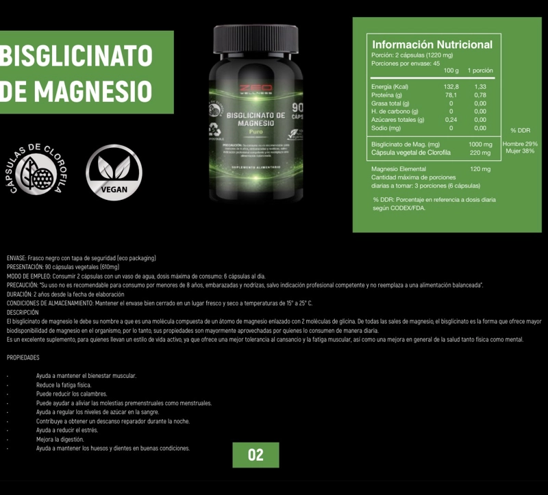 BISGLICINATO DE MAGNESIO PURO X 90 CAPSULAS - 1