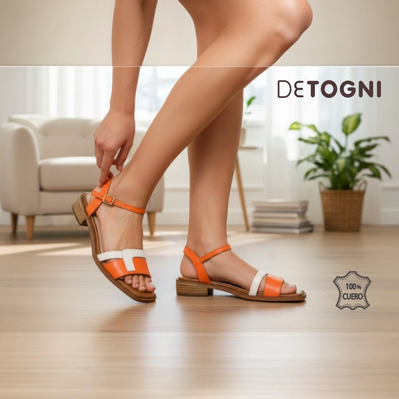 SANDALIA MUJER  NARANJA AURORA DETOGNI - 1