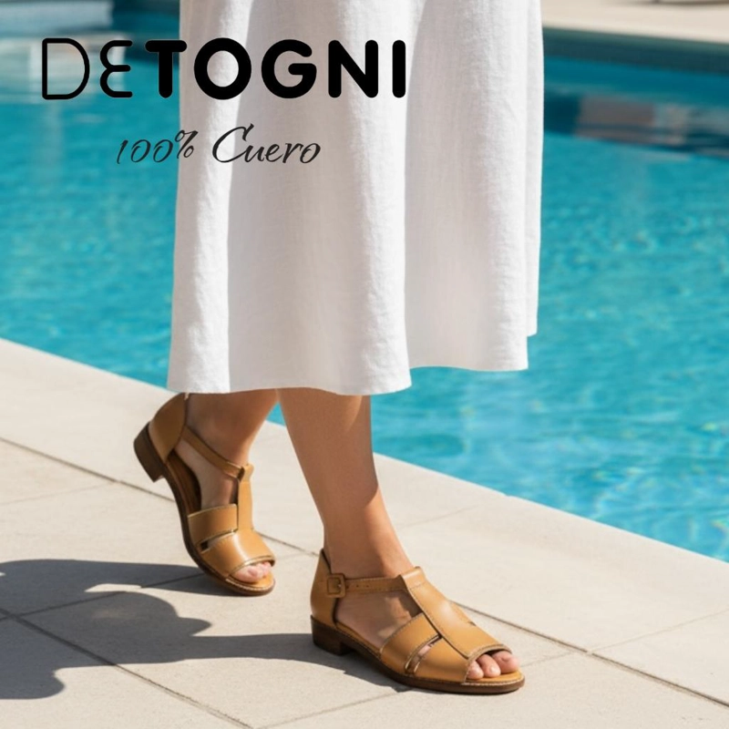 SANDALIA CUERO MUJER BEIGE  ALEXA DETOGNI - 1