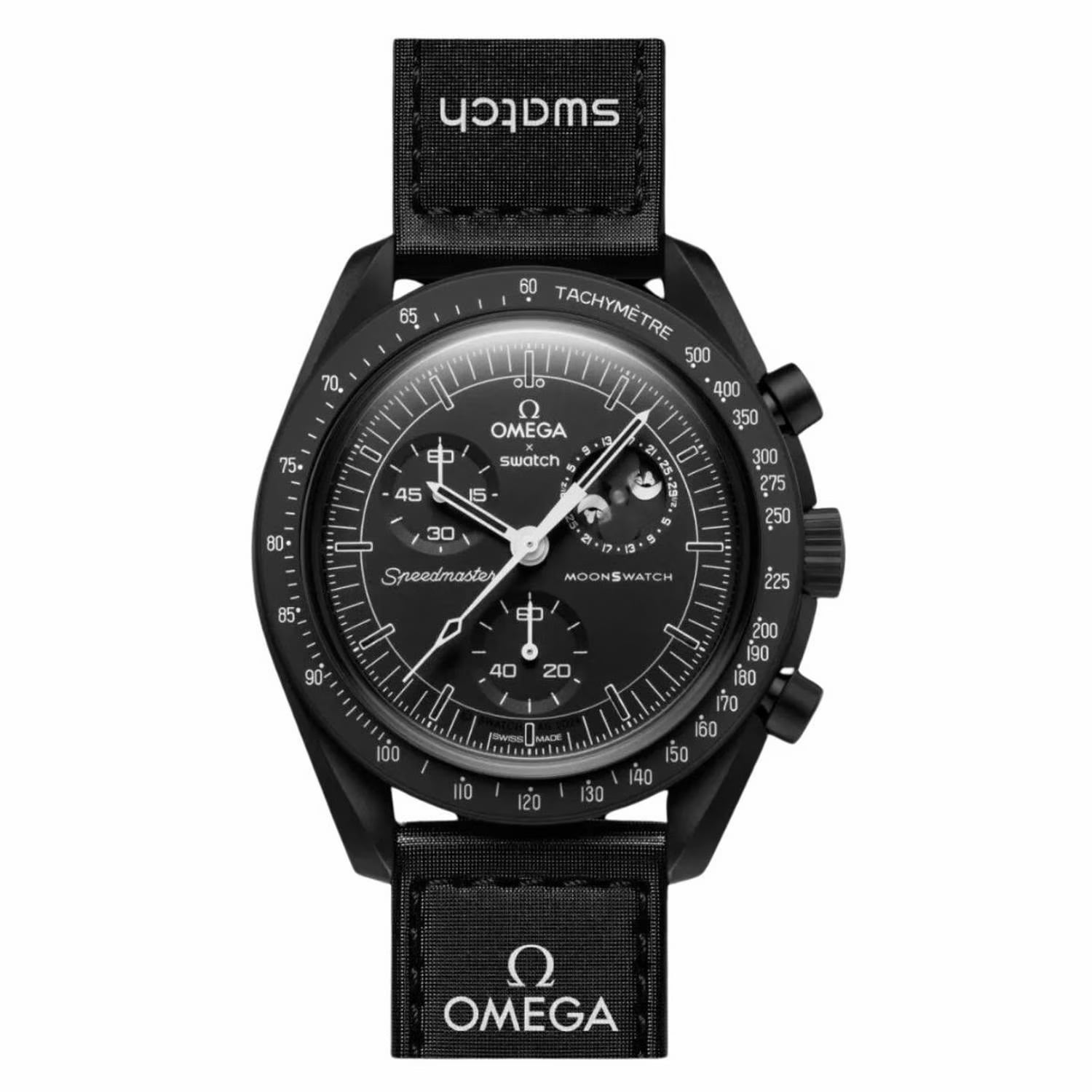 RELOJ SWATCH MOONSWATCH MOONPHASE SNOOPY NEGRO - 2