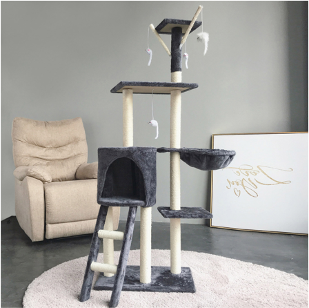 RASCADOR GATOS TORRE HAMACA JUGUETES MULTINIVEL 138CM - 3