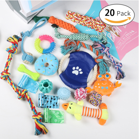 SET 20 JUGUETES PERROS PELOTA DENTAL CUERDAS NUDOS - 1