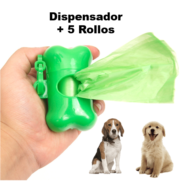 DISPENSADOR DE BOLSAS EXCREMENTO MASCOTAS + 5 ROLLO DE BOLSA - 2