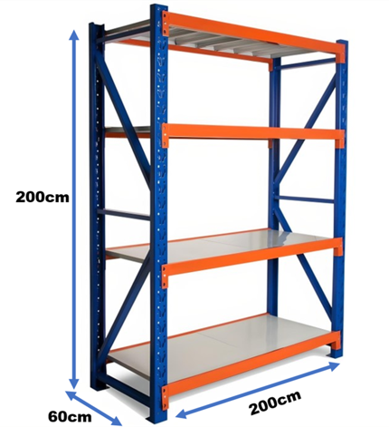 ESTANTE METÁLICO RACK INDUSTRIAL BODEGA REPISAS 200X200X60CM 800KG - 4