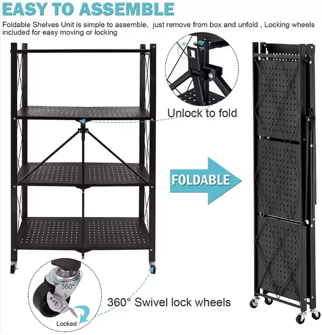 ESTANTE PLEGABLE RACK METALICO ORGANIZADOR MULTIUSO 4 NIVELES - 10