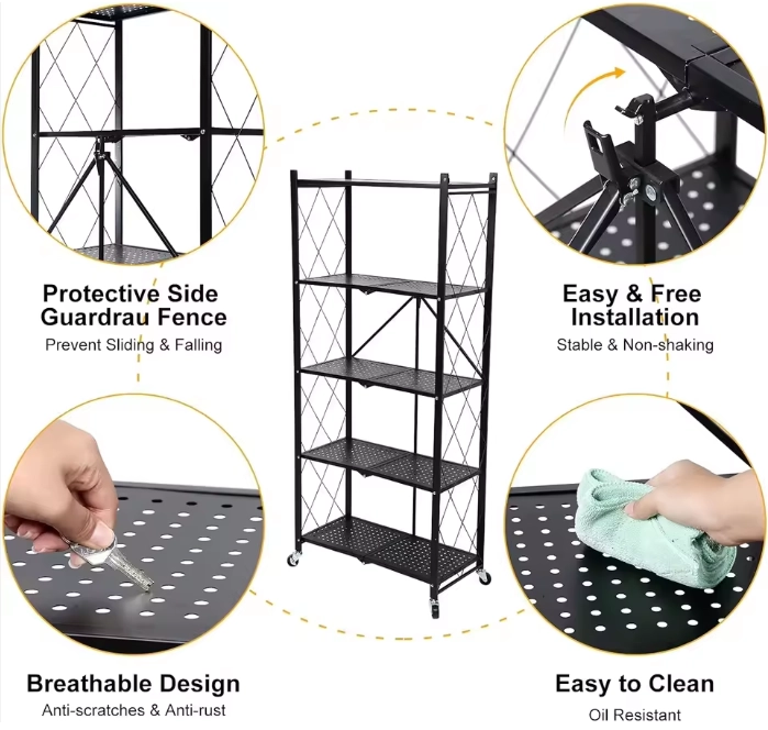 ESTANTE PLEGABLE RACK METALICO ORGANIZADOR MULTIUSO 5 NIVELES - 9