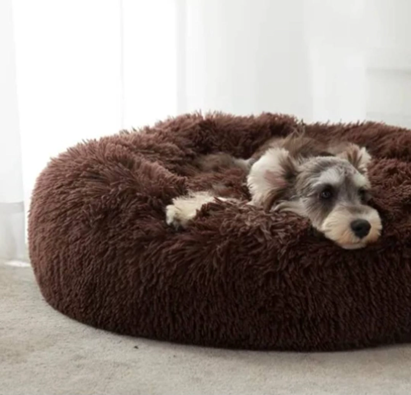 CAMA ANTIESTRE S FELPA PARA MASCOTAS PERROS GATOS 80CM CAFE - 3