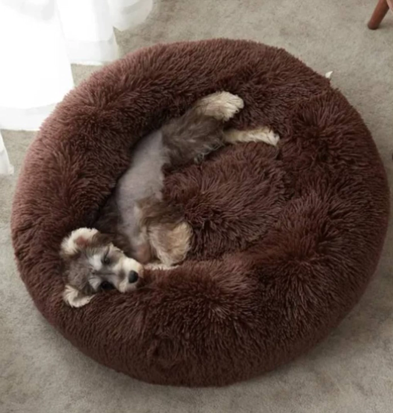 CAMA ANTIESTRE S FELPA PARA MASCOTAS PERROS GATOS 80CM CAFE - 4
