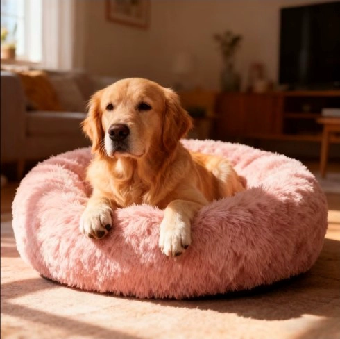 CAMA ANTIESTRE S FELPA PARA MASCOTAS PERROS GATOS 50CM ROSADO - 1