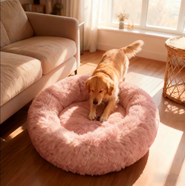 CAMA ANTIESTRE S FELPA PARA MASCOTAS PERROS GATOS 50CM ROSADO - 2