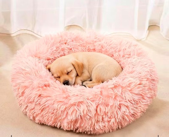 CAMA ANTIESTRE S FELPA PARA MASCOTAS PERROS GATOS 50CM ROSADO - 4