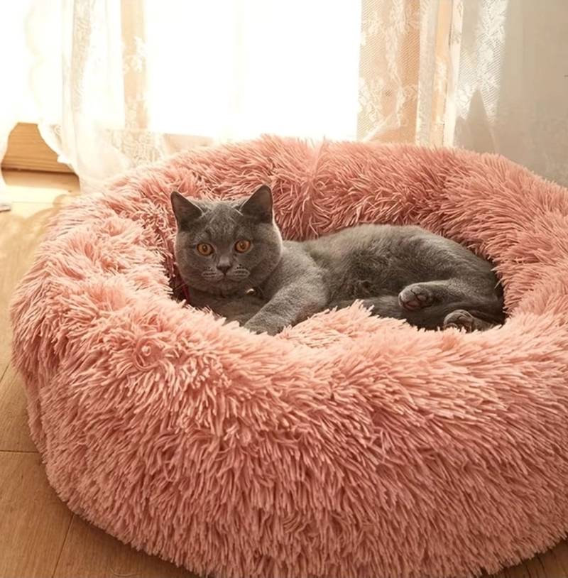 CAMA ANTIESTRE S FELPA PARA MASCOTAS PERROS GATOS 50CM ROSADO - 5