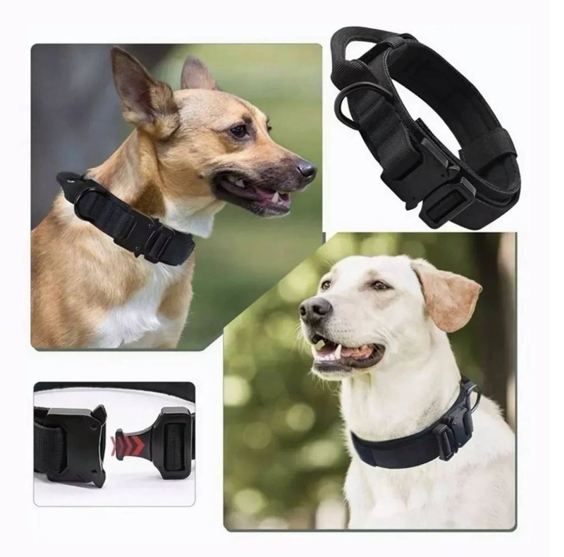 COLLAR TACTICO PARA MASCOTAS PERROS COLOR NEGRO - 4