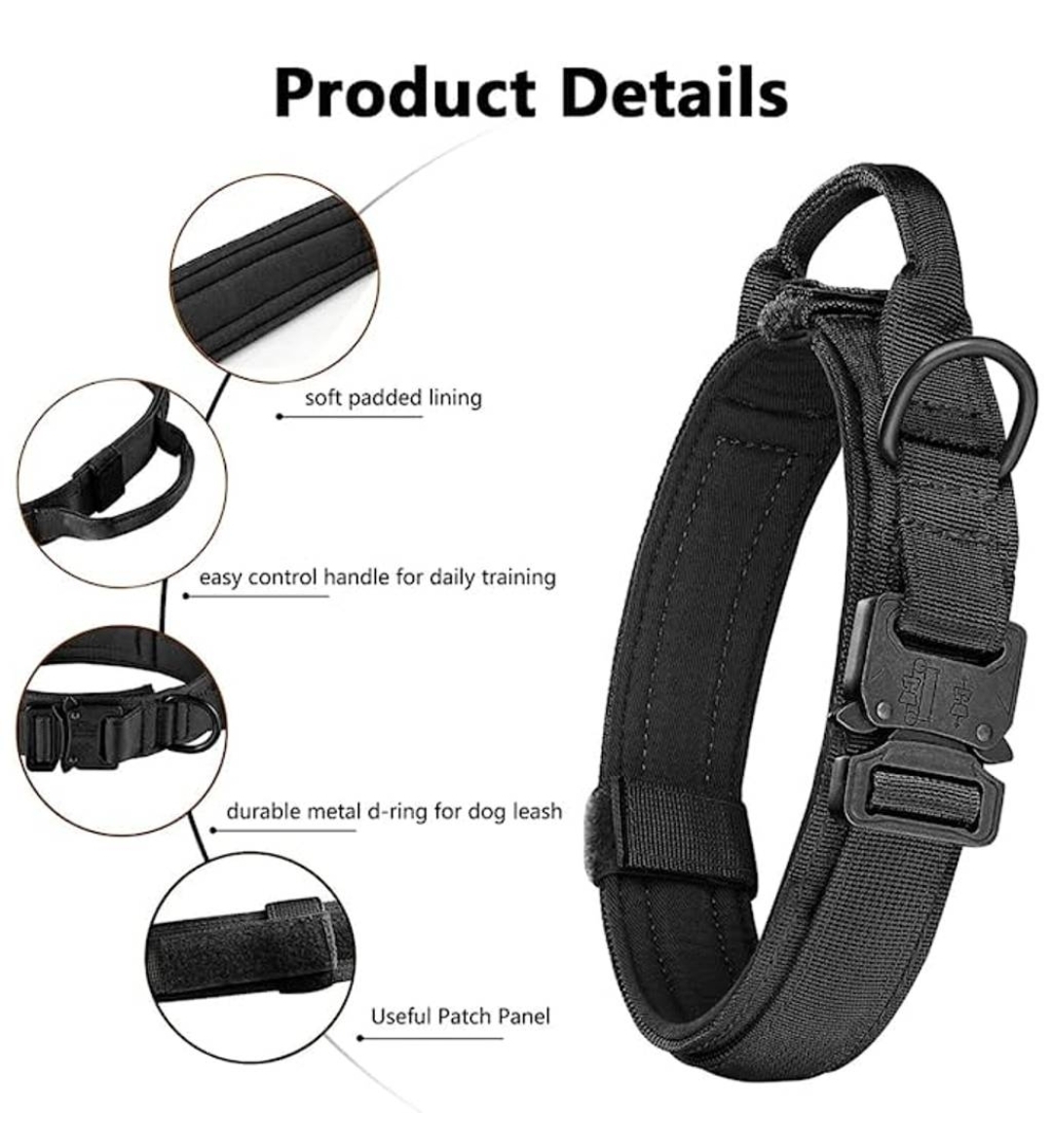 COLLAR TACTICO PARA MASCOTAS PERROS COLOR NEGRO - 5