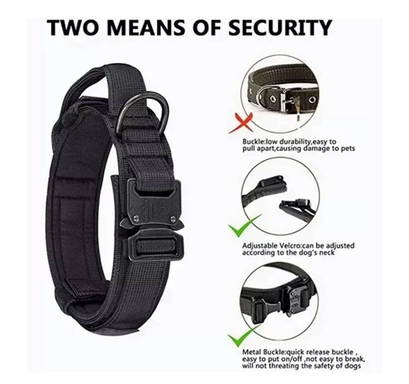 COLLAR TACTICO PARA MASCOTAS PERROS COLOR NEGRO - 5