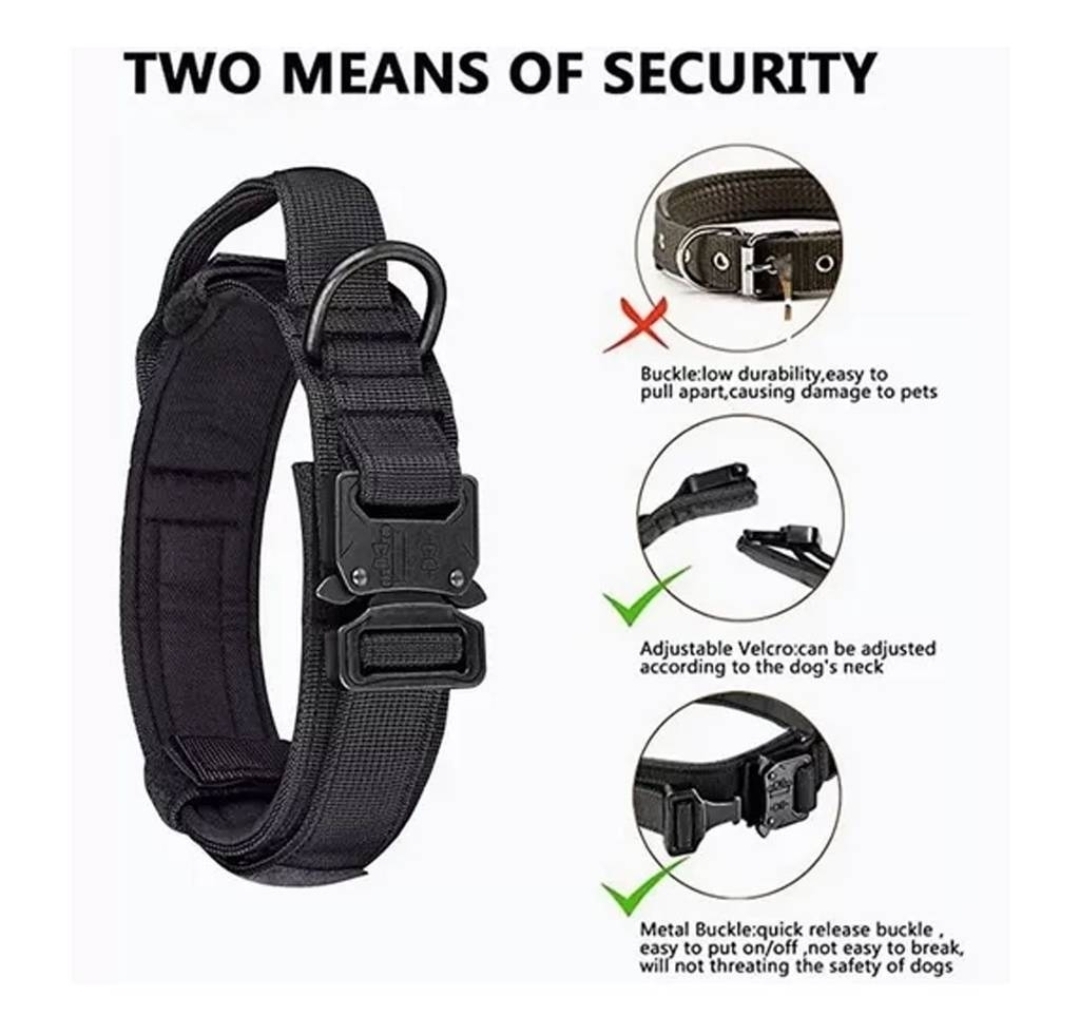 COLLAR TACTICO PARA MASCOTAS PERROS COLOR NEGRO - 6
