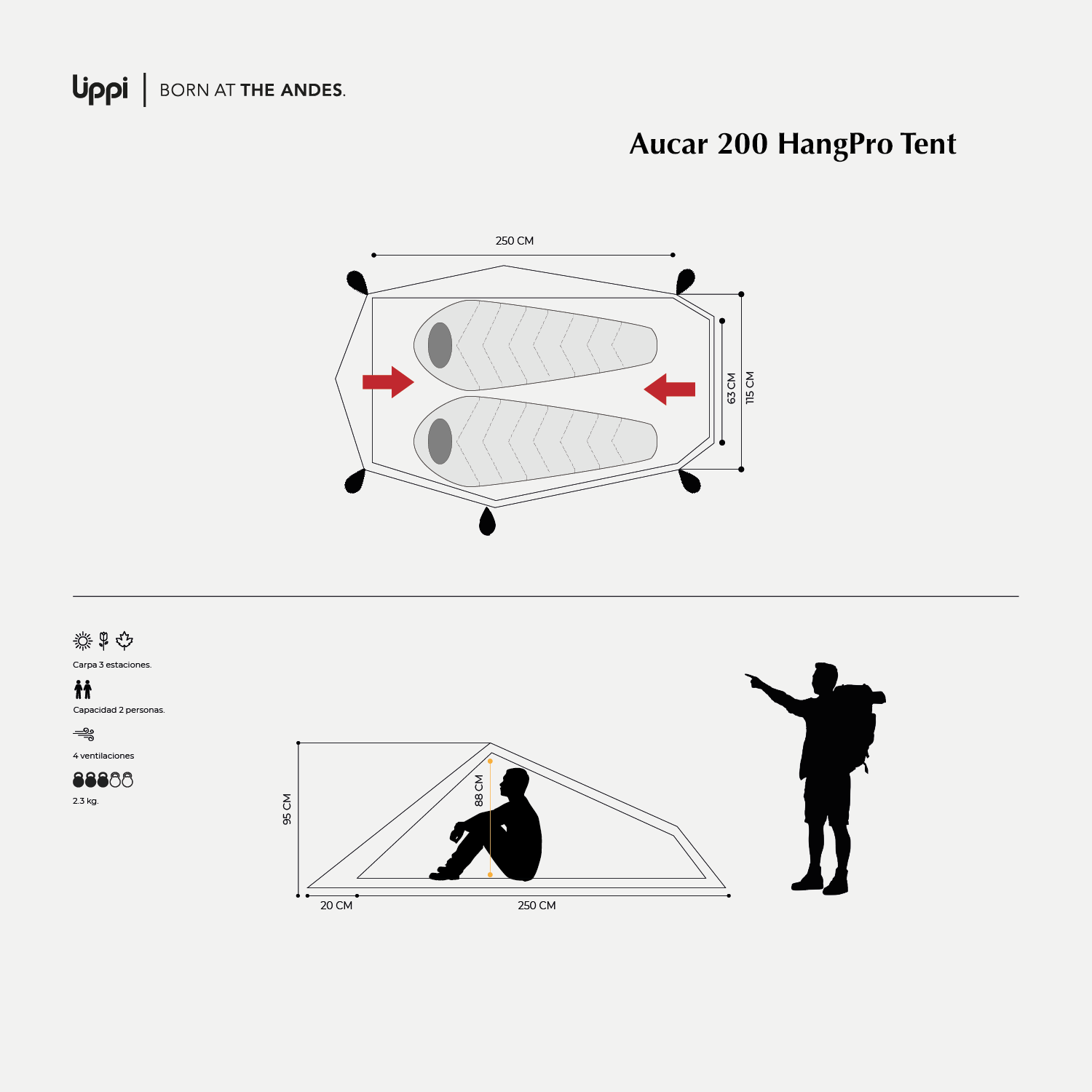 CARPA LIPPI AUCAR 200 HANGPRO TENT NARANJO - 9