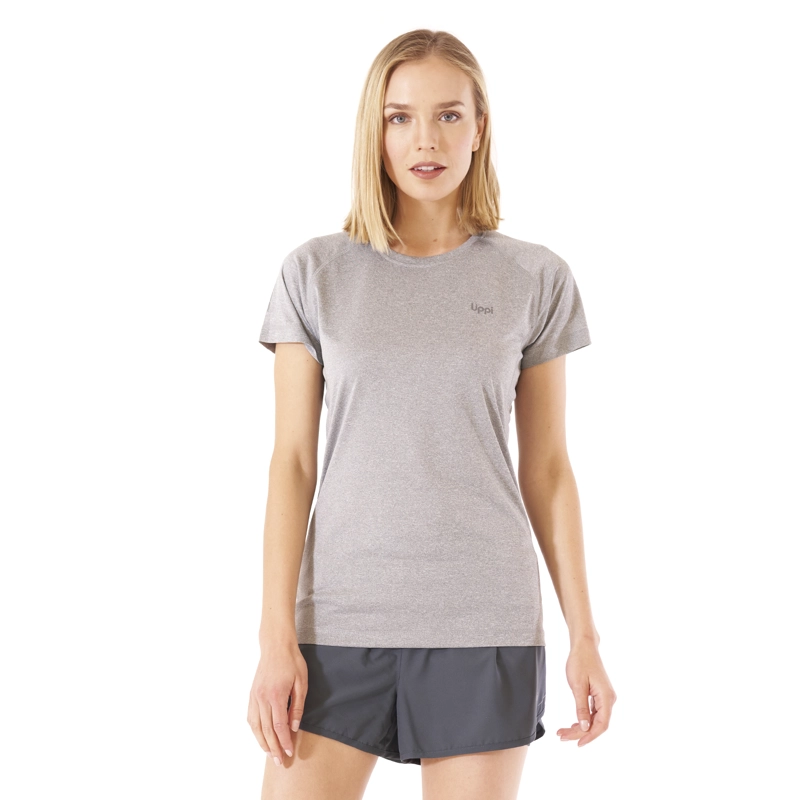 POLERA MUJER CORE Q-DRY T-SHIRT MELANGE GRIS CLARO LIPPI - 2